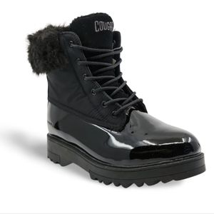 Patent winter boots